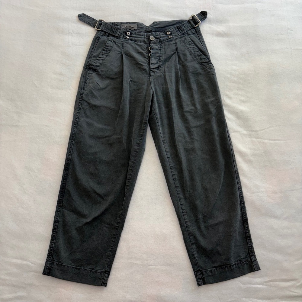 Anthropologie Slouched Trousers Gray Button Fly Pants Womens Size 26 Wide Leg